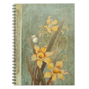 Cuaderno Narciso Amarillo Mariposa Azul Verde Antiguo