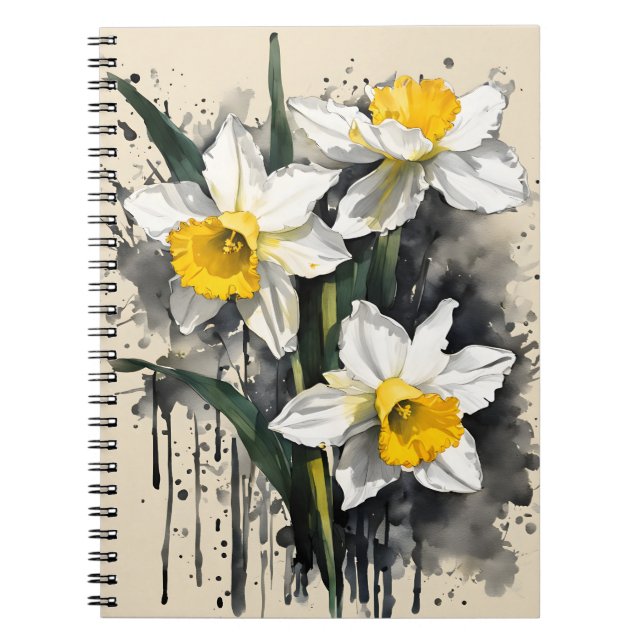 Cuaderno Narciso - Flores de acuarela (Frente)