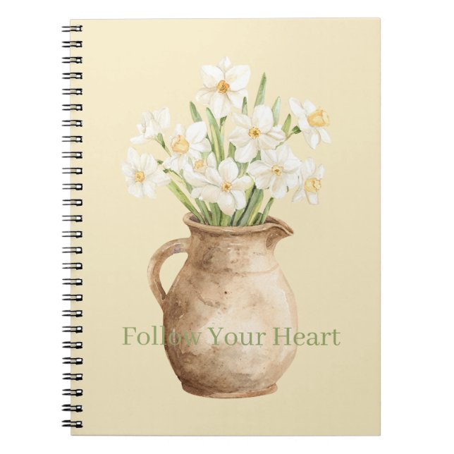 Cuaderno Narcisos Florales Blancos Amarillos (Frente)