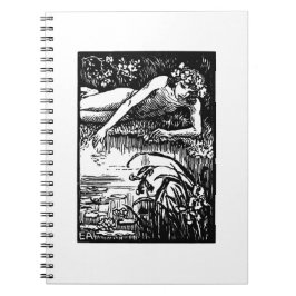 Cuaderno Narcissus Emile Alder Viñage Woodcut Print