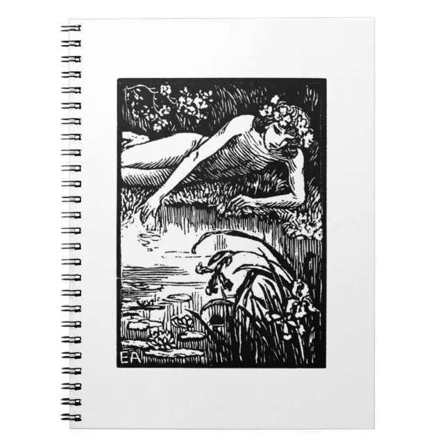 Cuaderno Narcissus Emile Alder Viñage Woodcut Print (Frente)