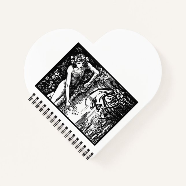 Cuaderno Narcissus Emile Alder Viñage Woodcut Print (Anverso)