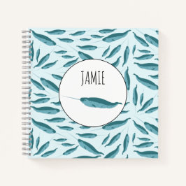 Cuaderno Narval en patrón de océano azul