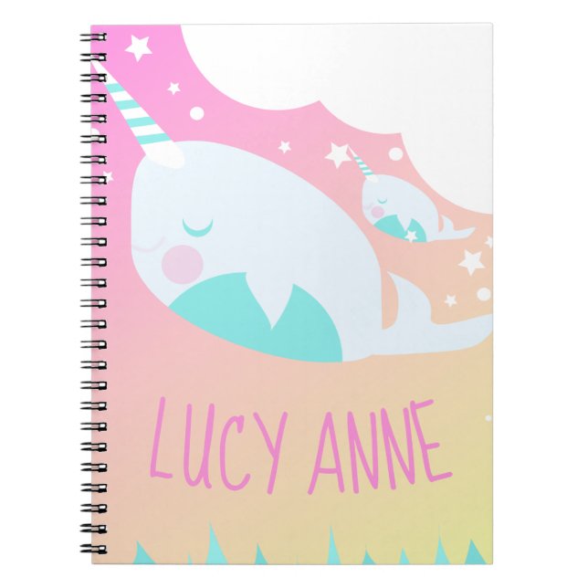 Cuaderno Narwhale Ombre Baby Shower Ombré (Frente)