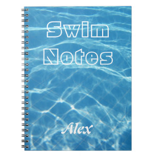 Cuaderno Natación acuática azul fresca clara del agua de 