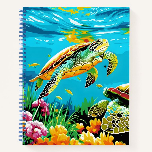 Cuaderno Natación de tortugas en el mar (Anverso)
