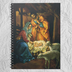 Cuaderno Natividad de Navidad Vintage, Niño Jesús en el Pes