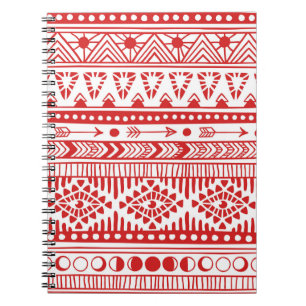 Cuaderno Nativo Americano: Doodle de tinta roja.