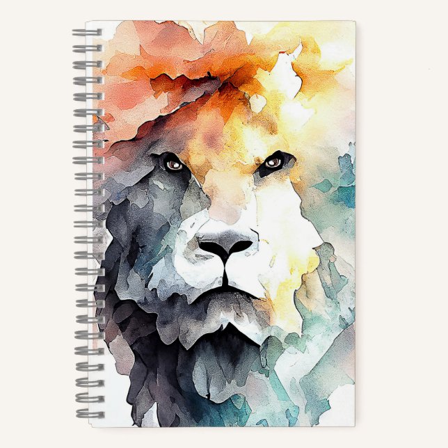 Cuaderno Naturaleza animal salvaje de león acuarela Pintura (Anverso)