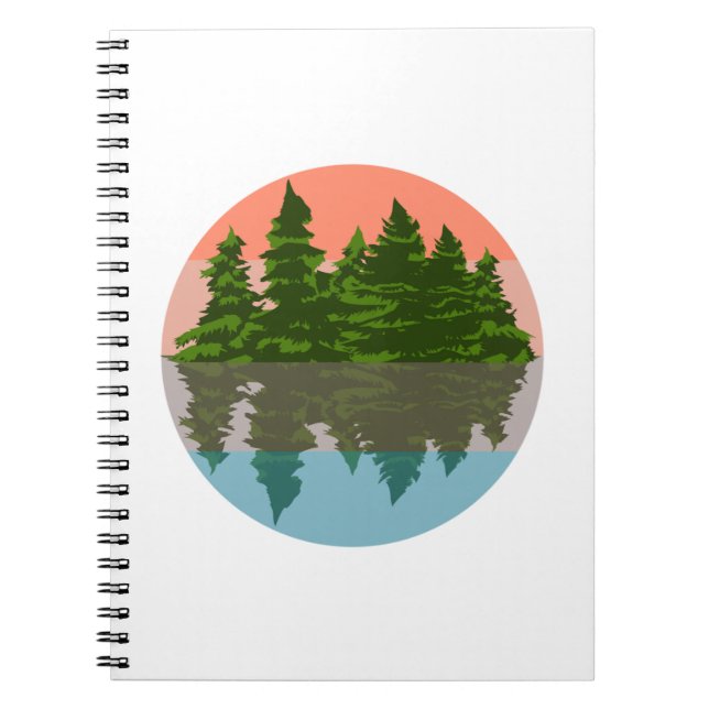 Cuaderno Naturaleza del atardecer forestal Pinos Árboles (Frente)