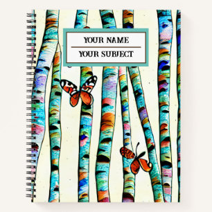 Cuaderno Naturaleza del bosque dibujada a mano con monogram