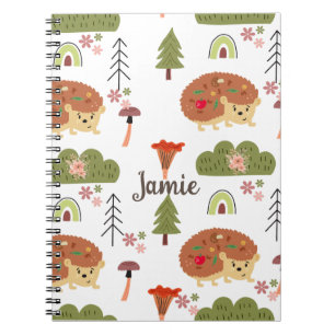 Cuaderno Naturaleza del edgehog Patrón arcoiris floral