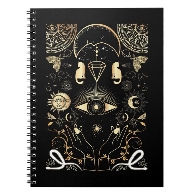 Cuaderno Naturaleza espiritual Astrología de la luna Gato d (Frente)