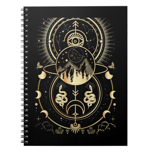 Cuaderno Naturaleza espiritual Luna Astrología Estrellas Se (Frente)
