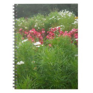Cuaderno Naturaleza Floral Grasa rosa y Flores Blancas