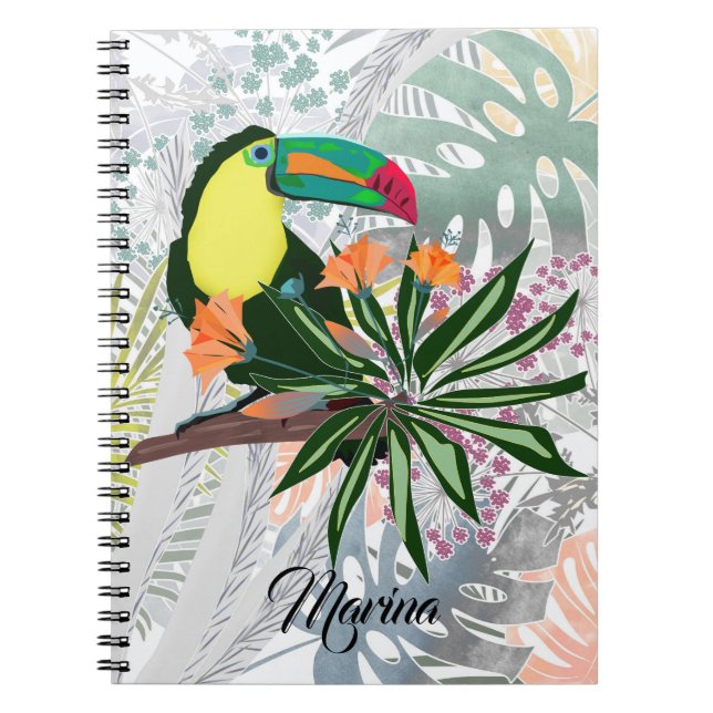 Cuaderno Naturaleza hawaiana de colores vivos de aves tropi (Frente)