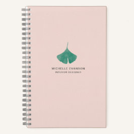 Cuaderno Naturaleza simple de la hoja de Ginkgo rosa