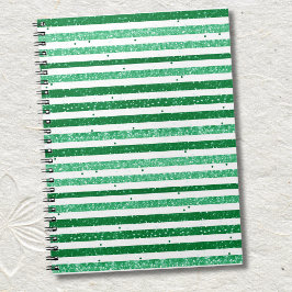 Cuaderno Nature Green White Horizontal Glitter Stripes