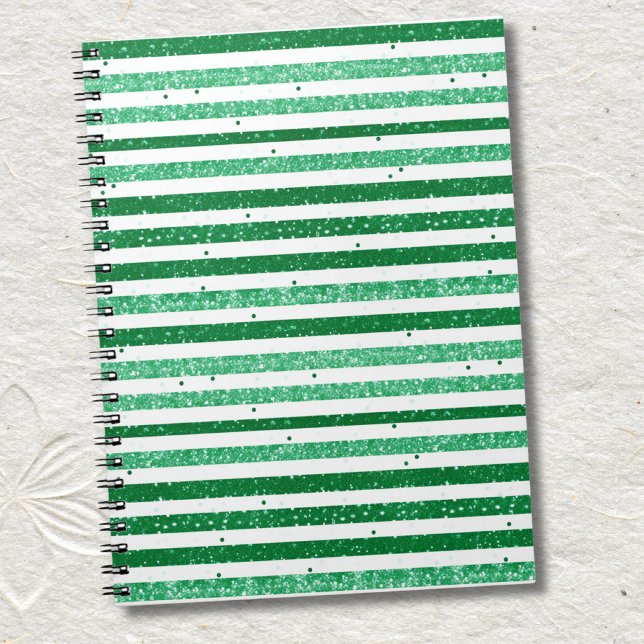 Cuaderno Nature Green White Horizontal Glitter Stripes (Subido por el creador)
