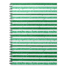 Cuaderno Nature Green White Horizontal Glitter Stripes