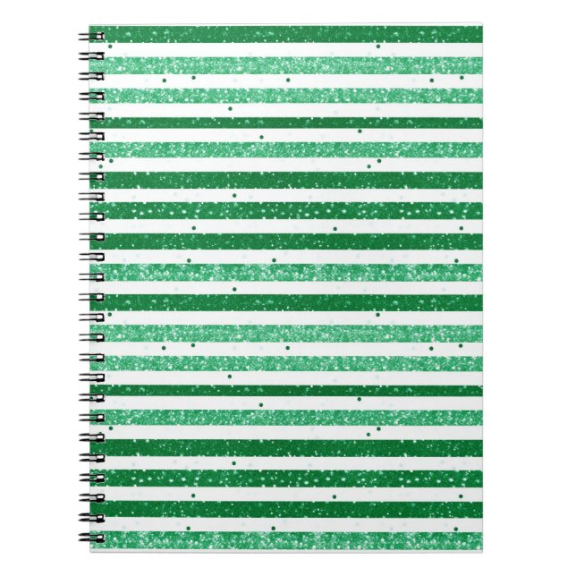 Cuaderno Nature Green White Horizontal Glitter Stripes (Frente)