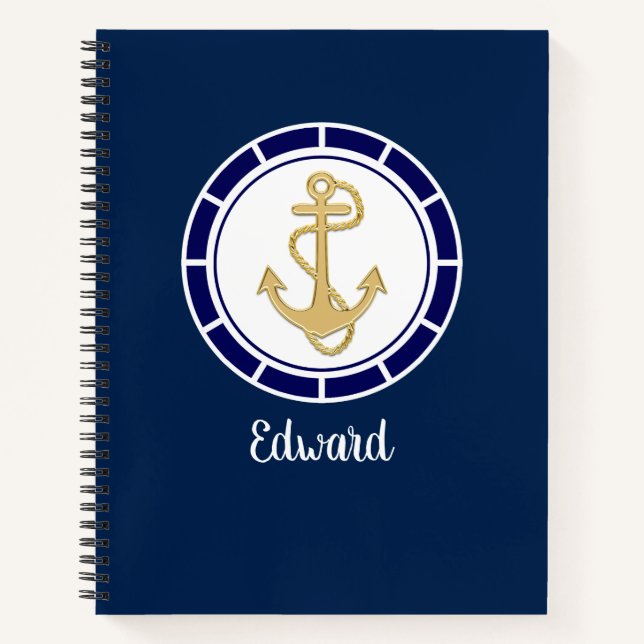 Cuaderno Náutica azul de la Marina Central del Ancla Dorada (Anverso)