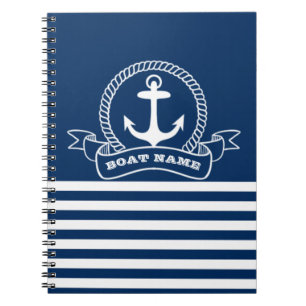 Cuaderno Nautical Anchor Navy con tiras azules
