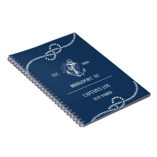 Cuaderno Nautical Anchor Navy con tiras azules