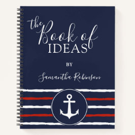 Cuaderno Nautical Anchor Personalizado Marina Blanca Roja A