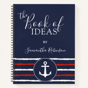 Cuaderno Nautical Anchor Personalizado Marina Blanca Roja A