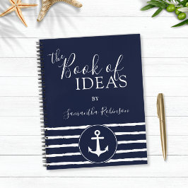 Cuaderno Nautical Anchor Personalizado Naval Blanca Azul