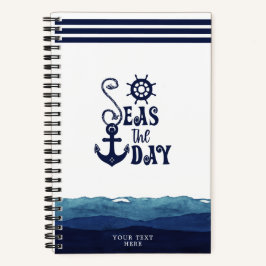 Cuaderno Nautical Anchor SEAS THE DAY Watercolor Waves