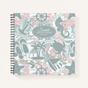 Cuaderno Nautical Beach Collage Sage ID840