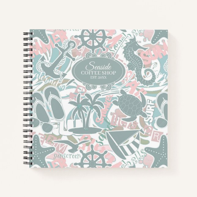 Cuaderno Nautical Beach Collage Sage ID840 (Anverso)
