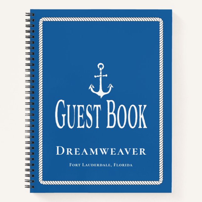 Cuaderno Nautical Blue Anchor Guest Book Bot Name (Anverso)