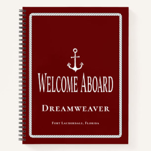 Cuaderno Nautical Blue Anchor Welcome Aboard Book Bot Name