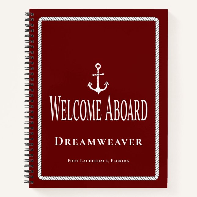 Cuaderno Nautical Blue Anchor Welcome Aboard Book Bot Name  (Anverso)