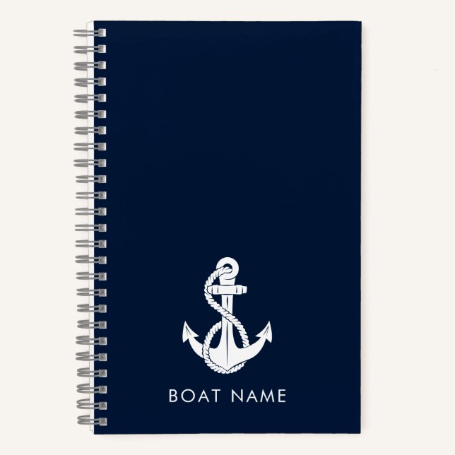 Cuaderno Nautical Bote Nombre personalizado Anclaje Azul de (Anverso)