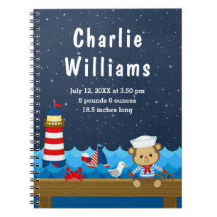Cuaderno Nautical Boy Monkey Estadísticas de nacimientos de