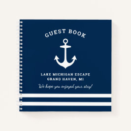 Cuaderno Nautical Navy Blue Custom Vacation Home Guestbook