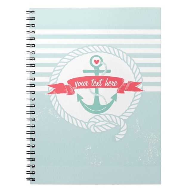 Cuaderno náutico de las rayas del ancla azul (Frente)