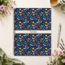 Cuaderno Naval Floral Mariposas Pájaros Coloridos