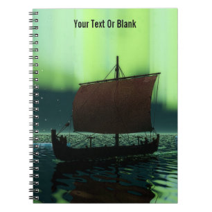 Cuaderno Nave de Viking bajo aurora boreal