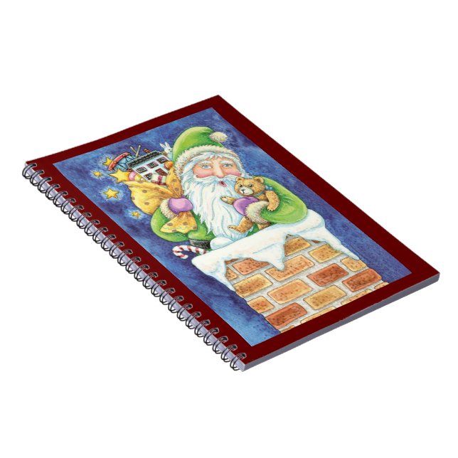 Cuaderno Navidad adorable, Santa Claus en la chimenea con j (Lado Derecho)