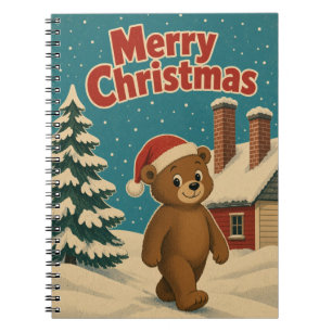 Cuaderno Navidad de animales en Fila de Chimeneas de Oso
