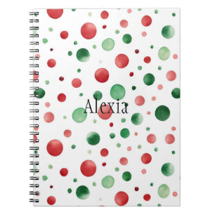 Cuaderno Navidad de puntos rojos blancos y verdes