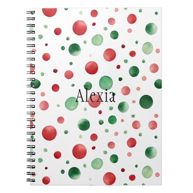 Cuaderno Navidad de puntos rojos blancos y verdes (Frente)