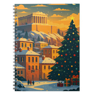 Cuaderno Navidad en Atenas: Escena festiva de vacaciones en