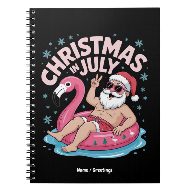Cuaderno Navidad en Julio Santa Flamingo Divertido Xmas de  (Frente)
