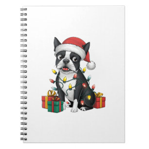 Cuaderno Navidad en Santa Hat Boston Terrier Dog